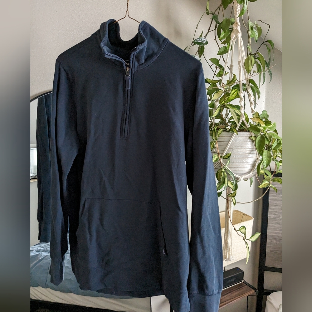 LL Bean cozy quarter zip navy pullover medium